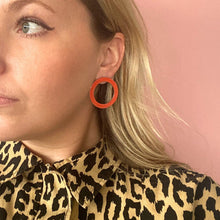 Load image into Gallery viewer, Orange Circle Earrings