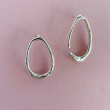 Load image into Gallery viewer, Organic Asymmetric Oval Earrings - Sterling Silver