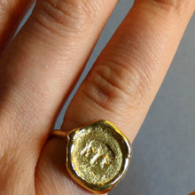 Load image into Gallery viewer, Hestia Ancient Coin Elephant Ring Brass