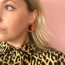 Load image into Gallery viewer, Orange Circle Earrings
