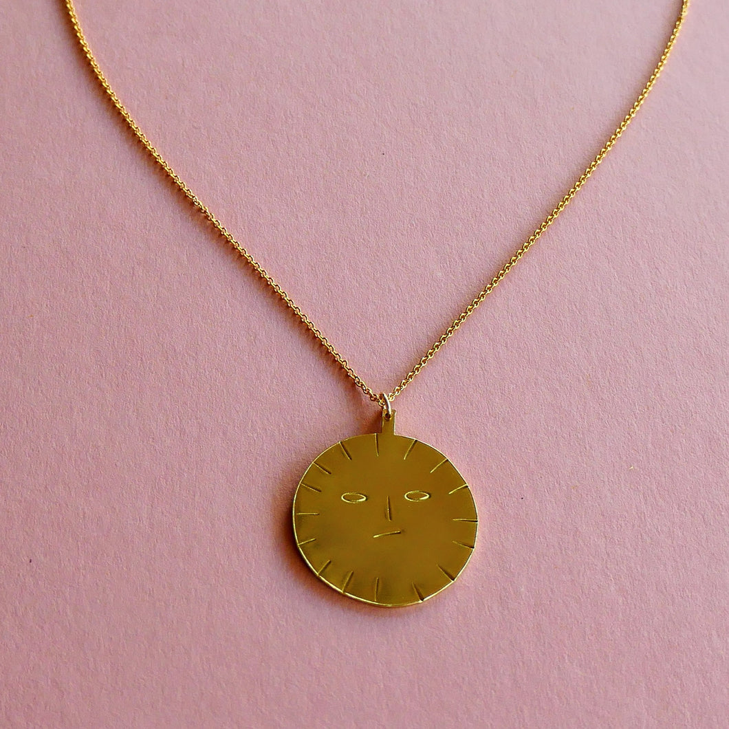 Sun Face Medallion Necklace