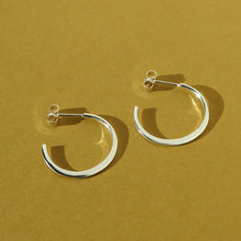 Load image into Gallery viewer, Tapered Hoops Sterling Silver
