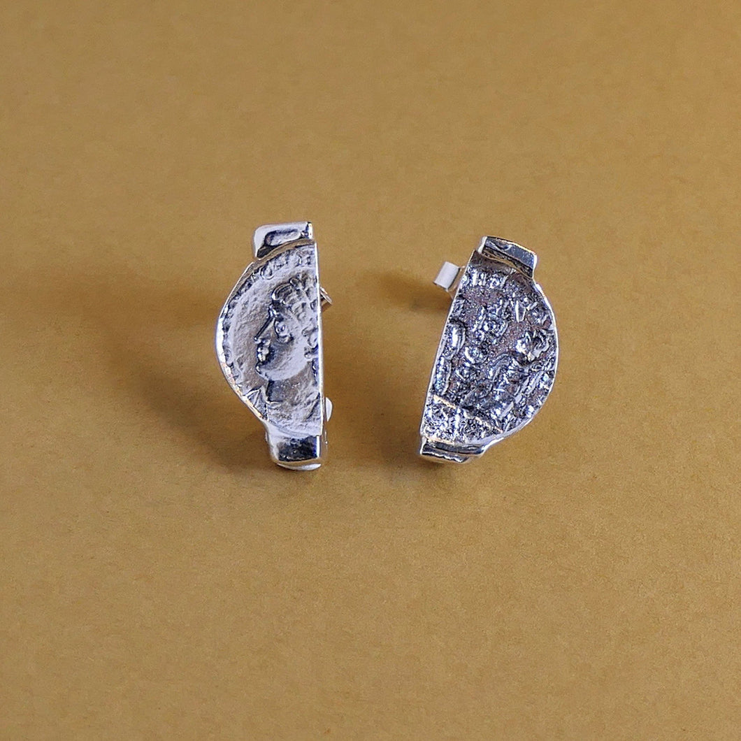 Fragments Ancient Coin Earrings Silver