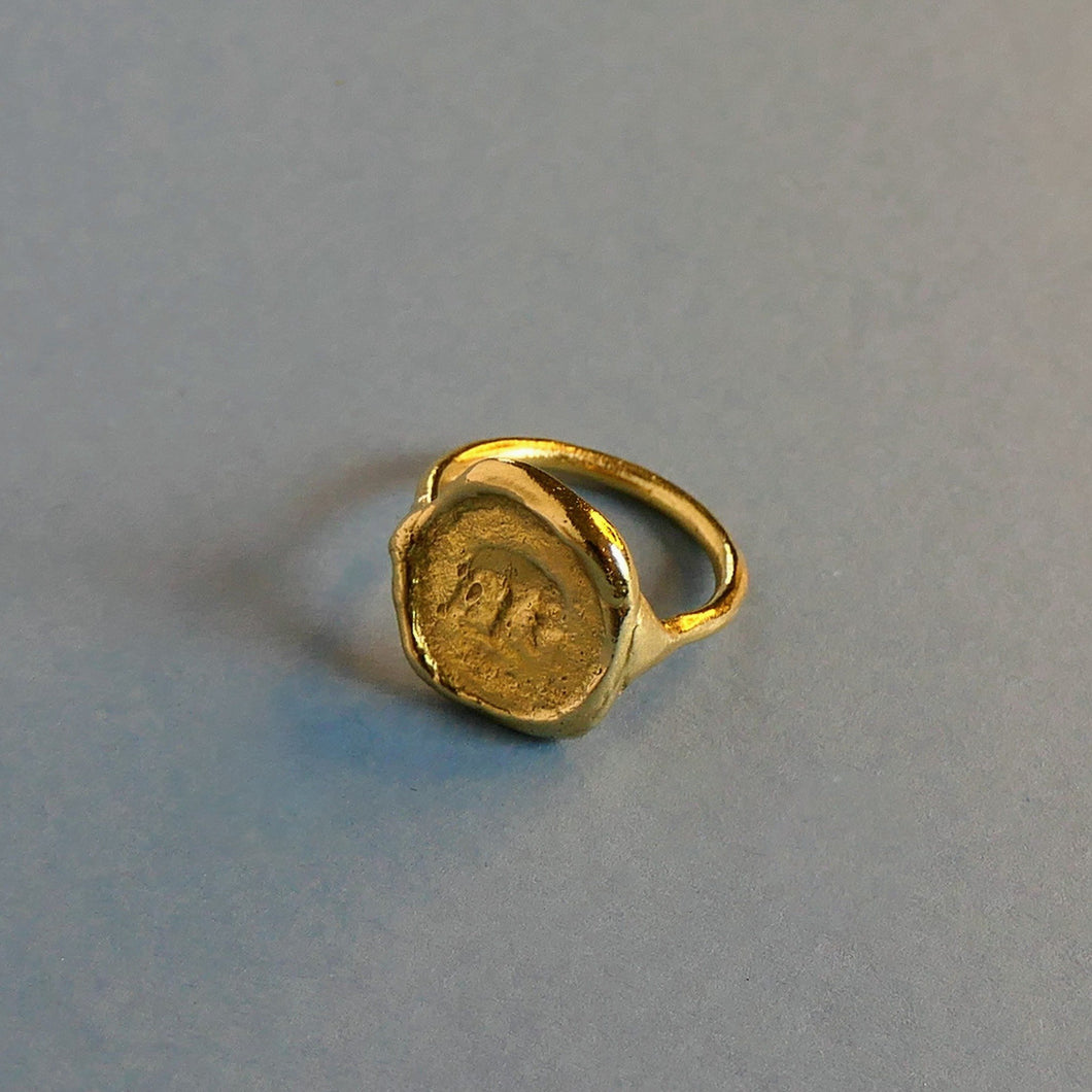 Hestia Ancient Coin Elephant Ring Brass