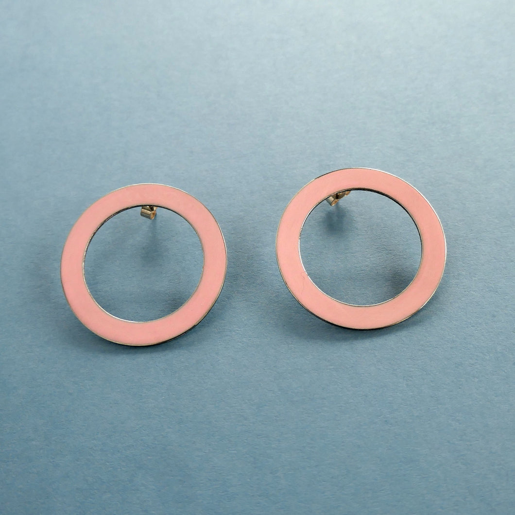 Soft Pink Circle Earrings